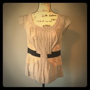 Anthropologie Blue Embroidered Floreat Blouse